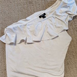 Express Cream One-Shoulder Top